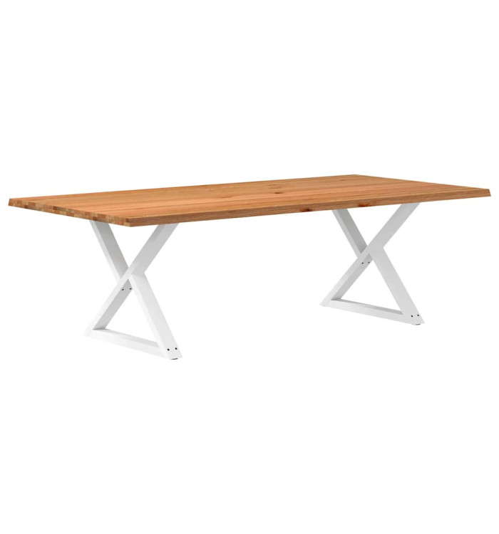 Table à manger avec bord naturel 240x120x74cm bois massif chêne | Mobilier & Déco