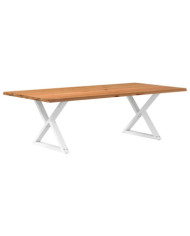 Table à manger avec bord naturel 240x120x74cm bois massif chêne | Mobilier & Déco