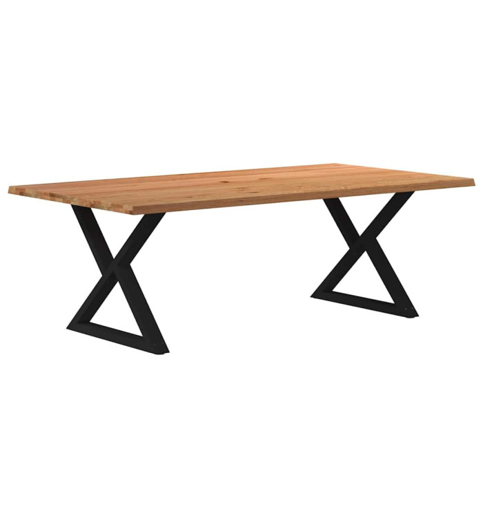 Table à manger avec bord naturel 220x120x74cm bois massif chêne | Mobilier & Déco