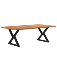 Table à manger avec bord naturel 220x120x74cm bois massif chêne | Mobilier & Déco
