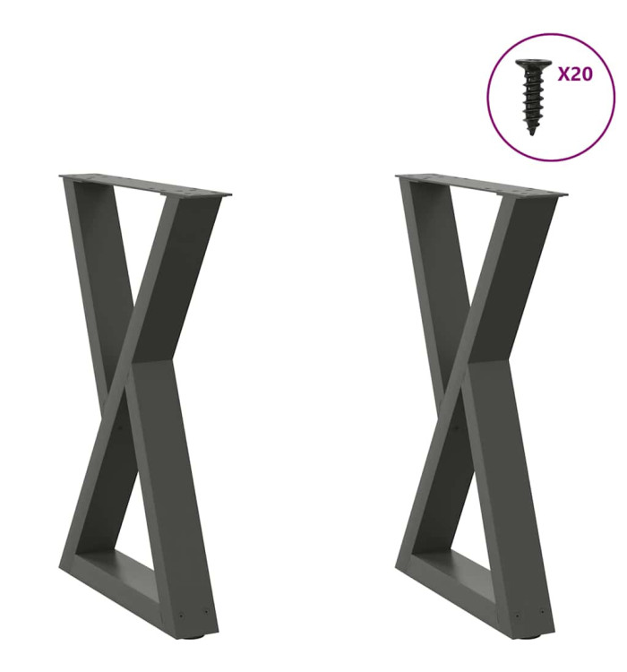 Pieds de table à manger 2 pièces Anthracite 60 x (72-73,3) cm Acier | Mobilier & Déco