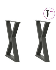Pieds de table à manger 2 pièces Anthracite 60 x (72-73,3) cm Acier | Mobilier & Déco