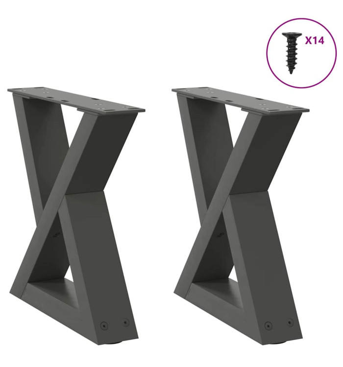 Pieds de table basse 2 pièces Anthracite 30 x (30-31,3) cm Acier | Mobilier & Déco