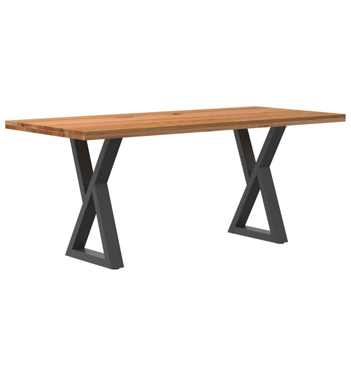 Table à manger marron clair bois de chêne massif rectangulaire | Mobilier & Déco