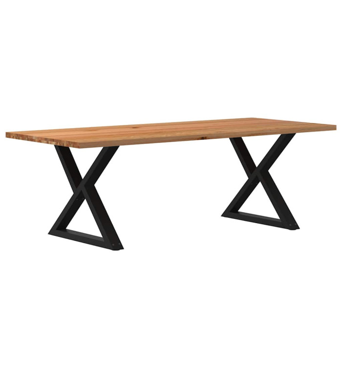 Table à manger marron clair bois de chêne massif rectangulaire | Mobilier & Déco