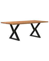 Table à manger marron clair bois de chêne massif rectangulaire | Mobilier & Déco