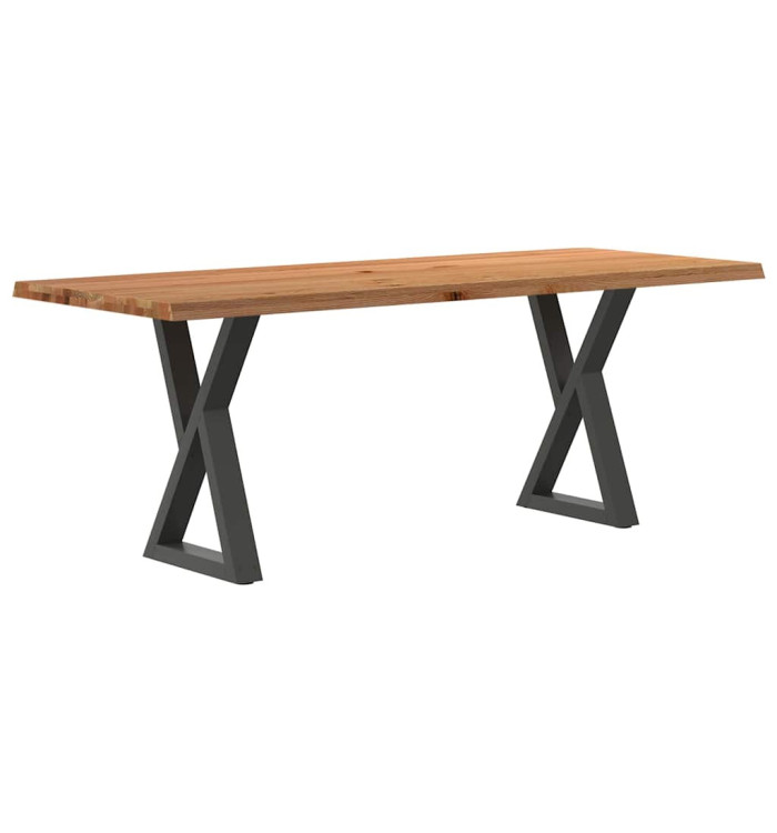 Table à manger avec bord vivant 200x80x74 cm bois massif chêne | Mobilier & Déco