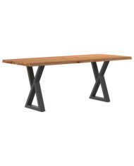 Table à manger avec bord vivant 200x80x74 cm bois massif chêne | Mobilier & Déco