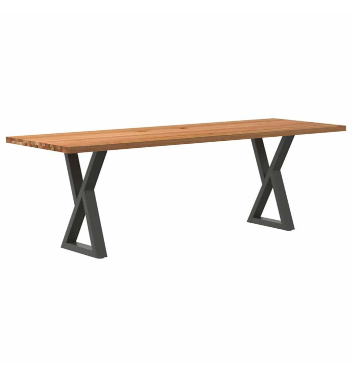 Table à manger marron clair bois de chêne massif rectangulaire | Mobilier & Déco