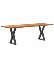 Table à manger marron clair bois de chêne massif rectangulaire | Mobilier & Déco