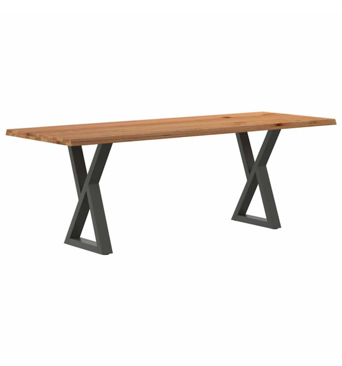 Table à manger avec bord vivant 220x80x74 cm bois massif chêne | Mobilier & Déco