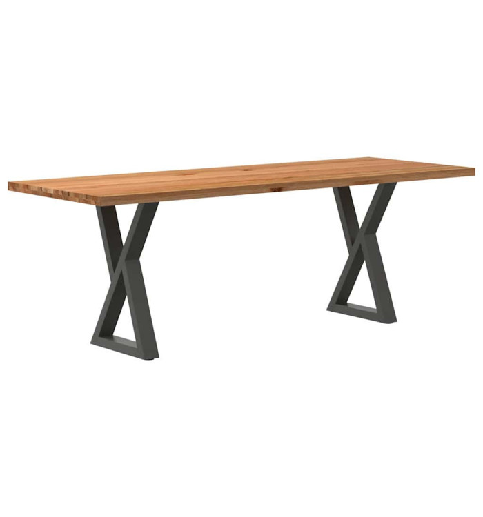 Table à manger marron clair bois de chêne massif rectangulaire | Mobilier & Déco