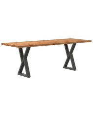 Table à manger marron clair bois de chêne massif rectangulaire | Mobilier & Déco