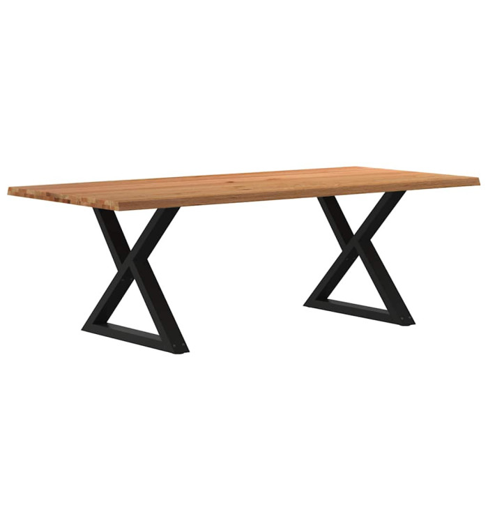 Table à manger avec bord vivant 220x100x74 cm bois massif chêne | Mobilier & Déco