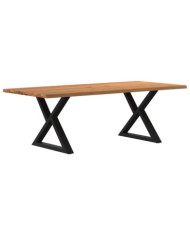 Table à manger avec bord vivant 220x100x74 cm bois massif chêne | Mobilier & Déco