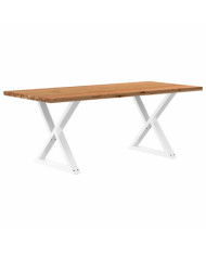 Table à manger marron clair bois de chêne massif rectangulaire | Mobilier & Déco