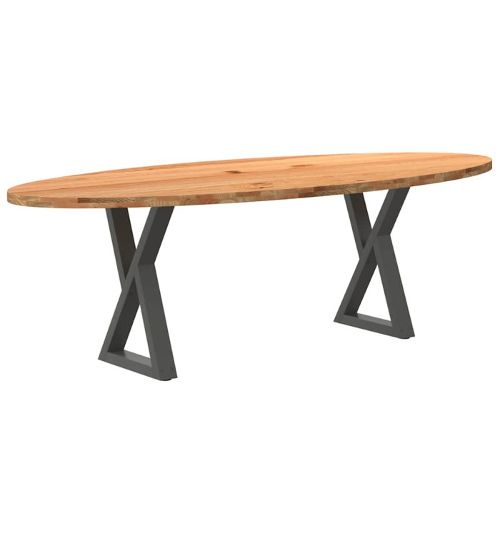 Table à manger marron clair bois de chêne massif ovale | Mobilier & Déco