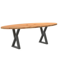 Table à manger marron clair bois de chêne massif ovale | Mobilier & Déco