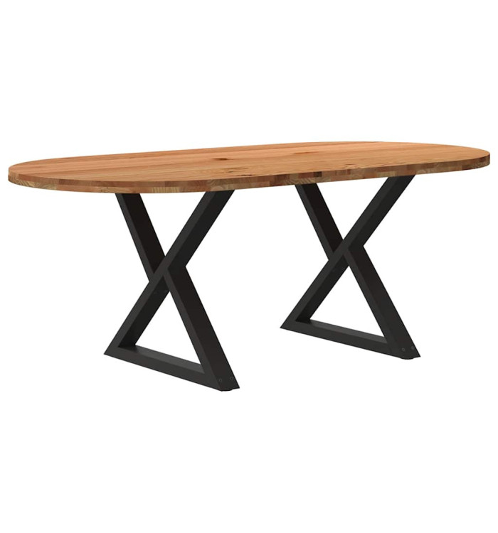 Table à manger marron clair bois de chêne massif ovale | Mobilier & Déco
