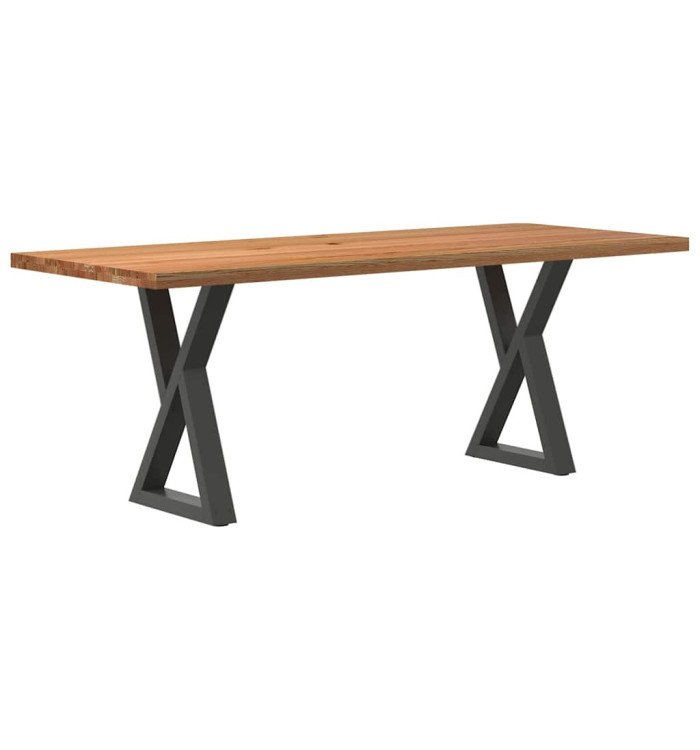 Table à manger marron clair bois de chêne massif rectangulaire | Mobilier & Déco