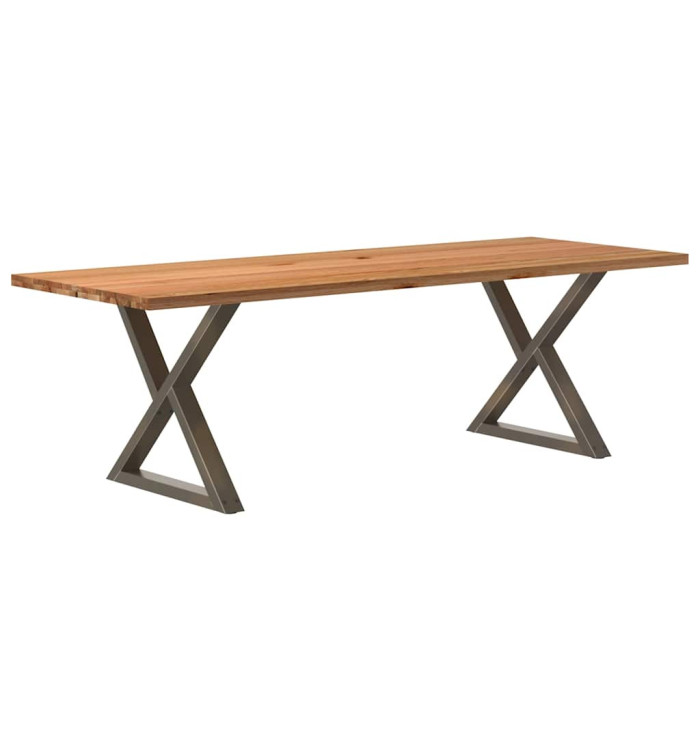 Table à manger marron clair bois de chêne massif rectangulaire | Mobilier & Déco