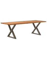 Table à manger marron clair bois de chêne massif rectangulaire | Mobilier & Déco