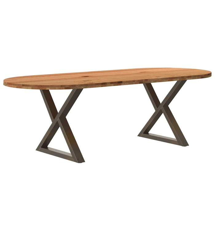 Table à manger marron clair bois de chêne massif ovale | Mobilier & Déco