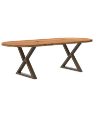 Table à manger marron clair bois de chêne massif ovale | Mobilier & Déco