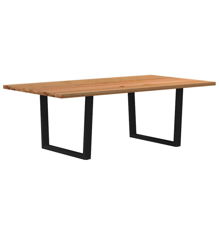 Table à manger marron clair bois de chêne massif rectangulaire | Mobilier & Déco
