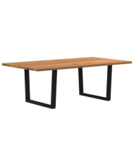 Table à manger marron clair bois de chêne massif rectangulaire | Mobilier & Déco