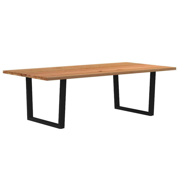 Table à manger marron clair bois de chêne massif rectangulaire | Mobilier & Déco