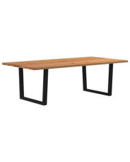 Table à manger marron clair bois de chêne massif rectangulaire | Mobilier & Déco