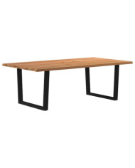 Table à manger avec bord naturel 220x120x74cm bois massif chêne | Mobilier & Déco