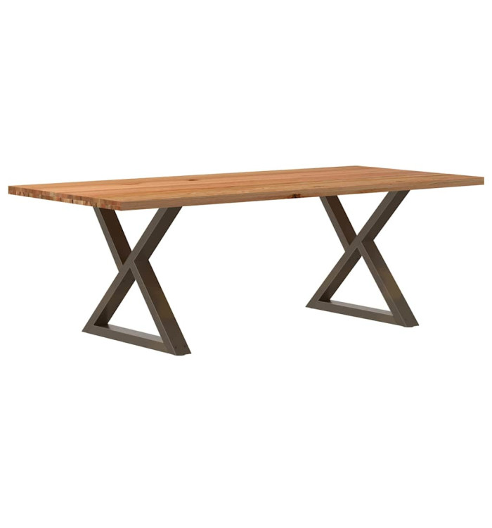 Table à manger marron clair bois de chêne massif rectangulaire | Mobilier & Déco