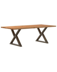 Table à manger marron clair bois de chêne massif rectangulaire | Mobilier & Déco