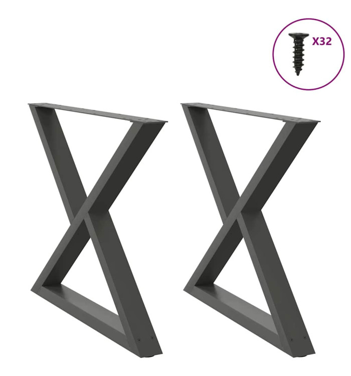 Pieds de table à manger 2 pièces Anthracite 90 x (72-73,3) cm Acier | Mobilier & Déco