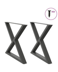 Pieds de table à manger 2 pièces Anthracite 90 x (72-73,3) cm Acier | Mobilier & Déco