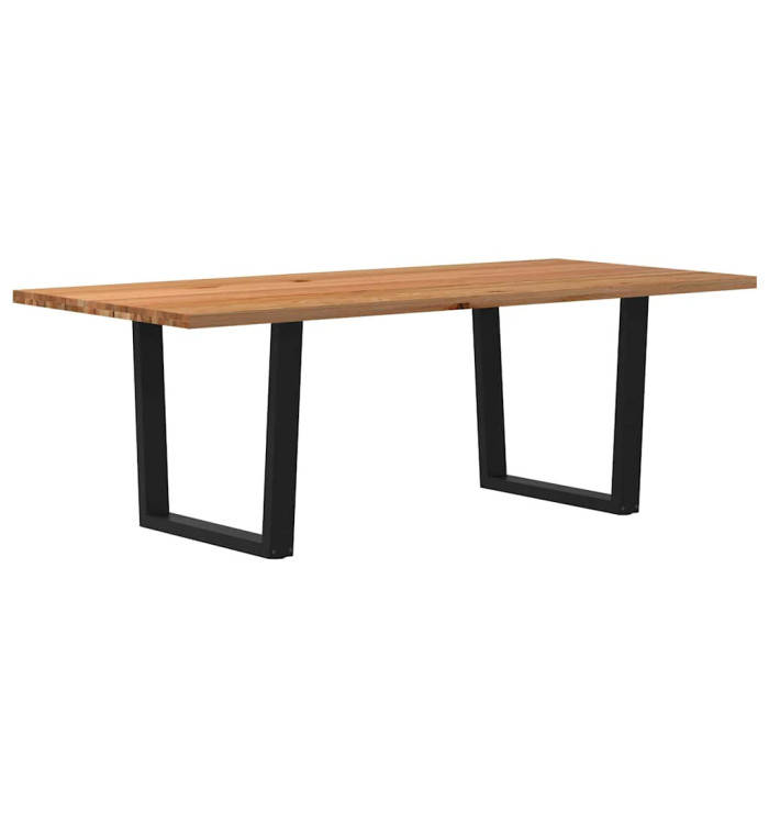 Table à manger avec bord naturel 220x100x74cm bois massif chêne | Mobilier & Déco