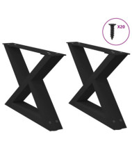 Pieds de table basse 2 pièces Noir 50 x (30-31,3) cm Acier | Mobilier & Déco
