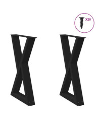 Pieds de table à manger 2 pièces Noir 60 x (72-73,3) cm Acier | Mobilier & Déco