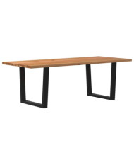Table à manger avec bord naturel 240x100x74cm bois massif chêne | Mobilier & Déco