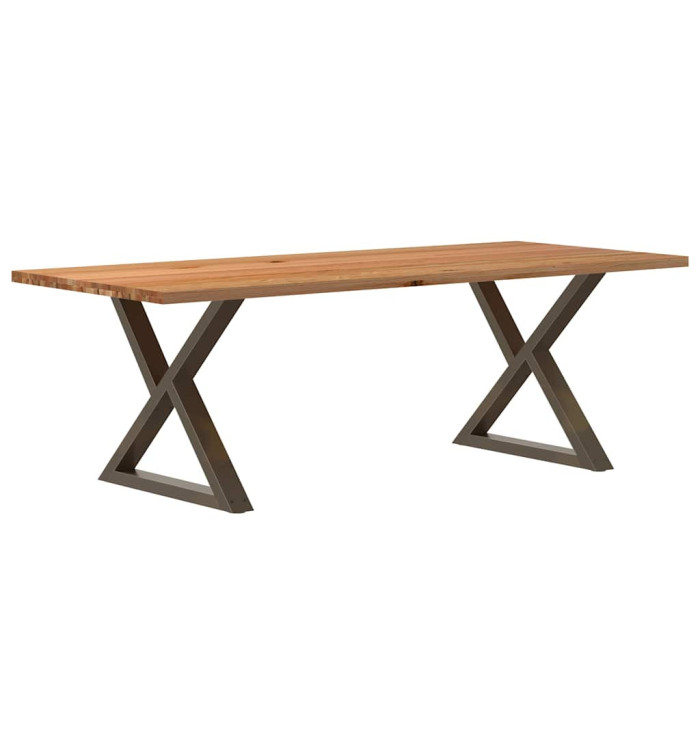 Table à manger marron clair bois de chêne massif rectangulaire | Mobilier & Déco