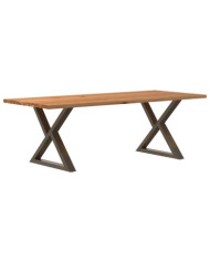 Table à manger marron clair bois de chêne massif rectangulaire | Mobilier & Déco
