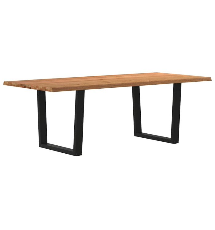 Table à manger avec bord naturel 220x100x74cm bois massif chêne | Mobilier & Déco