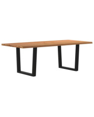 Table à manger avec bord naturel 220x100x74cm bois massif chêne | Mobilier & Déco