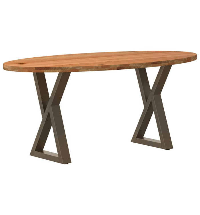 Table à manger marron clair bois de chêne massif ovale | Mobilier & Déco