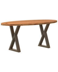 Table à manger marron clair bois de chêne massif ovale | Mobilier & Déco