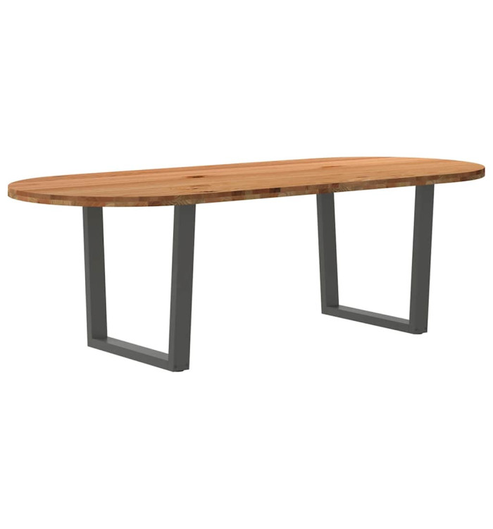 Table à manger marron clair bois de chêne massif ovale | Mobilier & Déco