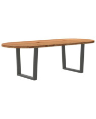Table à manger marron clair bois de chêne massif ovale | Mobilier & Déco