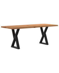 Table à manger avec bord vivant 200x80x74 cm bois massif chêne | Mobilier & Déco